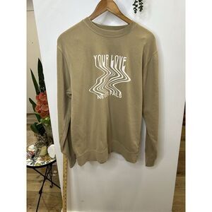 Your Love Never Fail‎ Sweater Crewneck Size Small Khaki Christian Faith Neutral